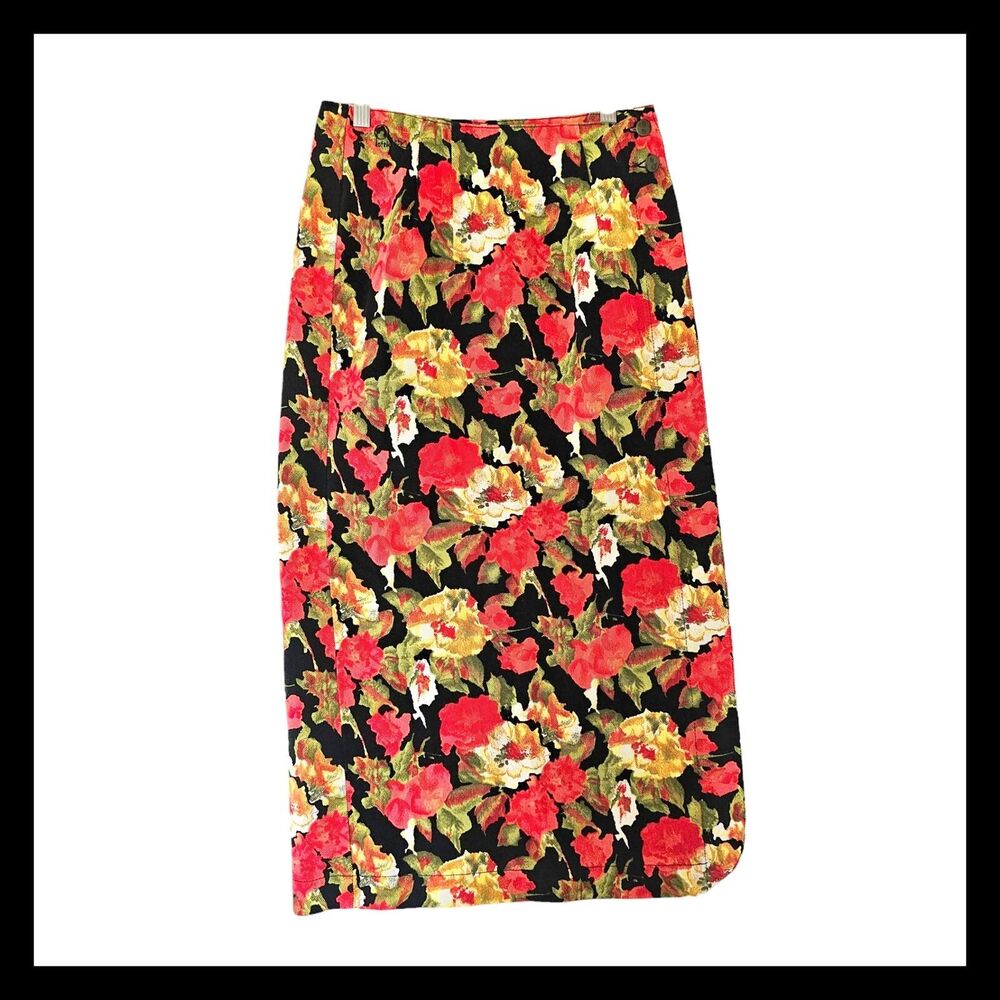 Vintage Patrick X Long Wrap Skirt size 10 Multicolor Floral
